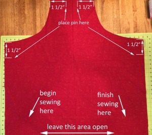 sewing pin placement