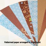 Patterned paper arranged in a starburst