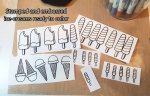 Stamped and embossed ice creams ready to color