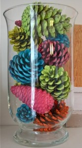 Spray-painted-pinecones